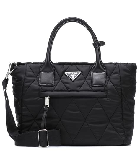 prada nylon tote black|prada nylon quilted handbag.